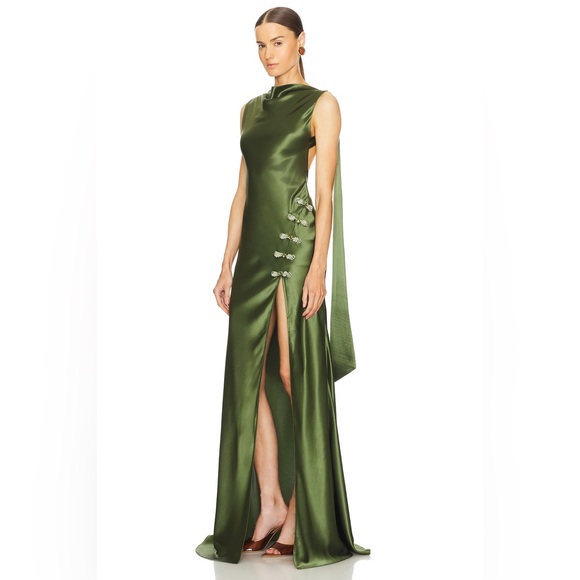 SAU LEE Priscilla Gown in Olive Green - Picture 2 of 8